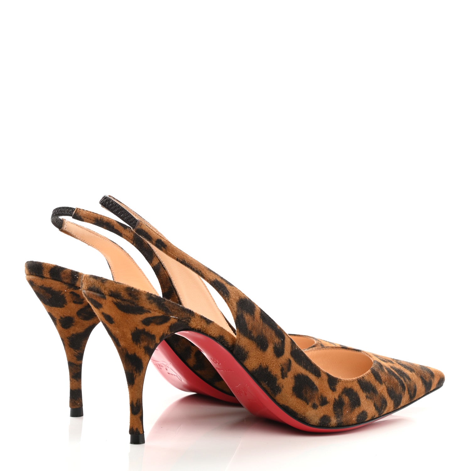 Christian Louboutin Veau Velours Leopard Clare Sling 80 Pumps 38 Caramel 4 of 8