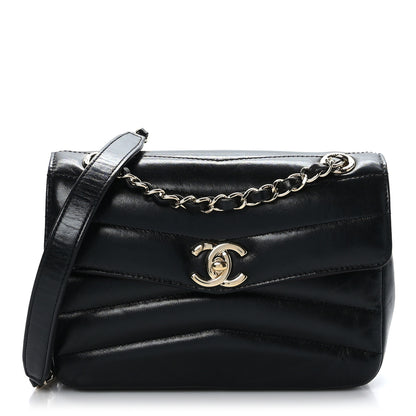 Chanel Shiny Lambskin Quilted Small Chevron Miroir Black 2 of 9
