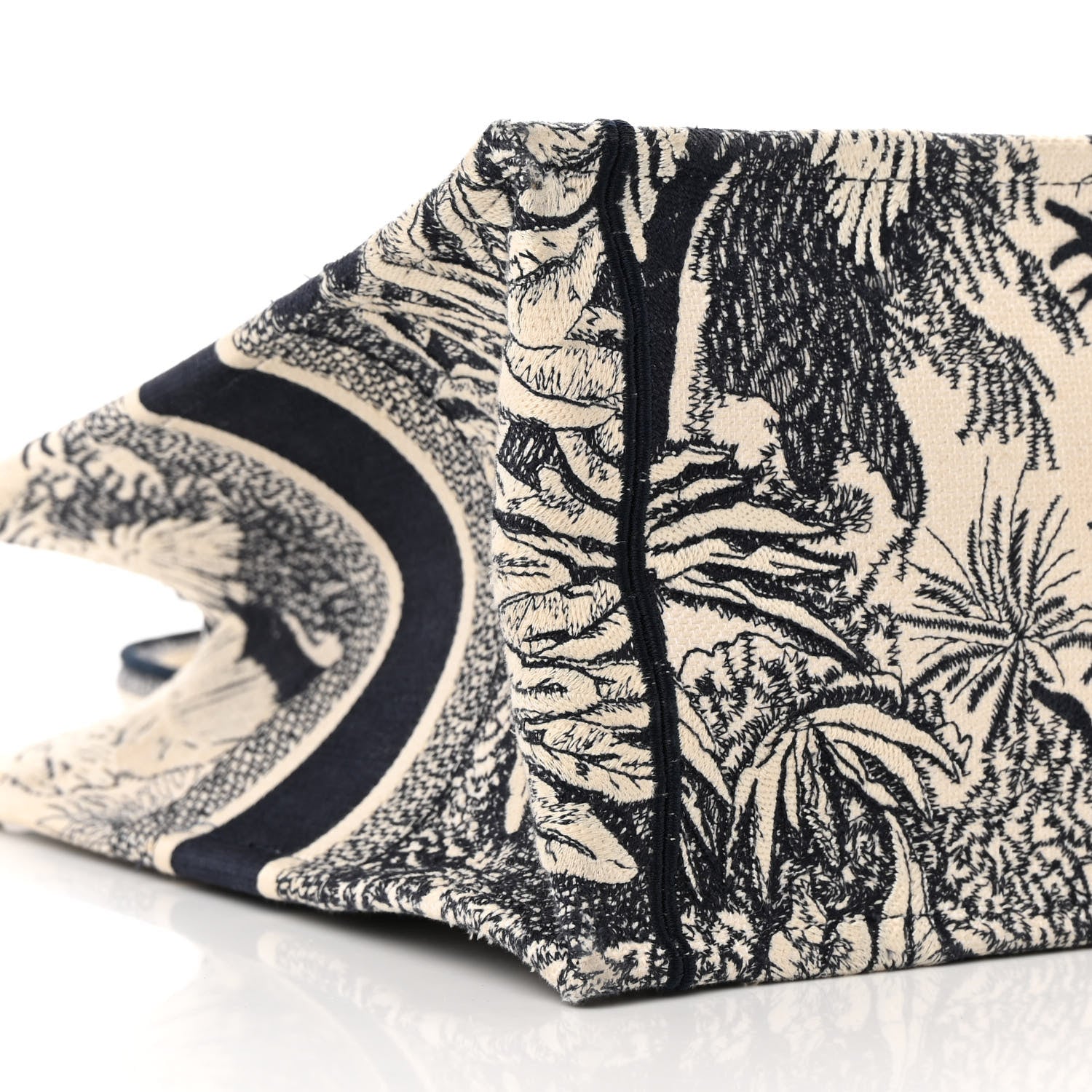 Christian Dior Canvas Embroidered Medium Palms Toile De Jouy Book Tote Blue 9 of 13