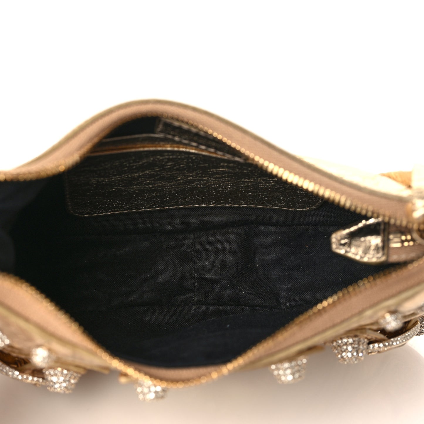 Metallic Arena Agneau Crystal Le Cagole Mini Purse With Chain Light Gold