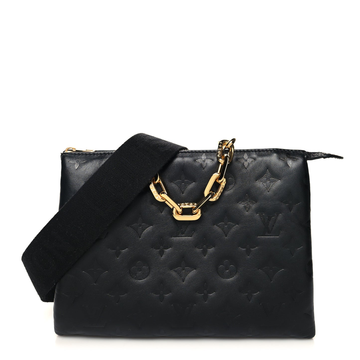 Lambskin Embossed Monogram Coussin PM Black