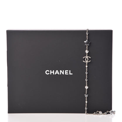 Chanel Resin Pearl Star CC Necklace Grey Silver 5 of 5
