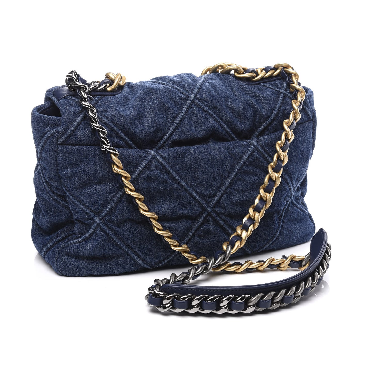 Denim Quilted Medium 19 Flap Blue