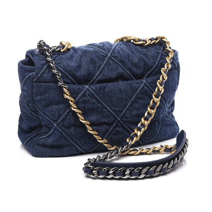 Chanel Denim Quilted Medium 19 Flap Blue 2 of 9