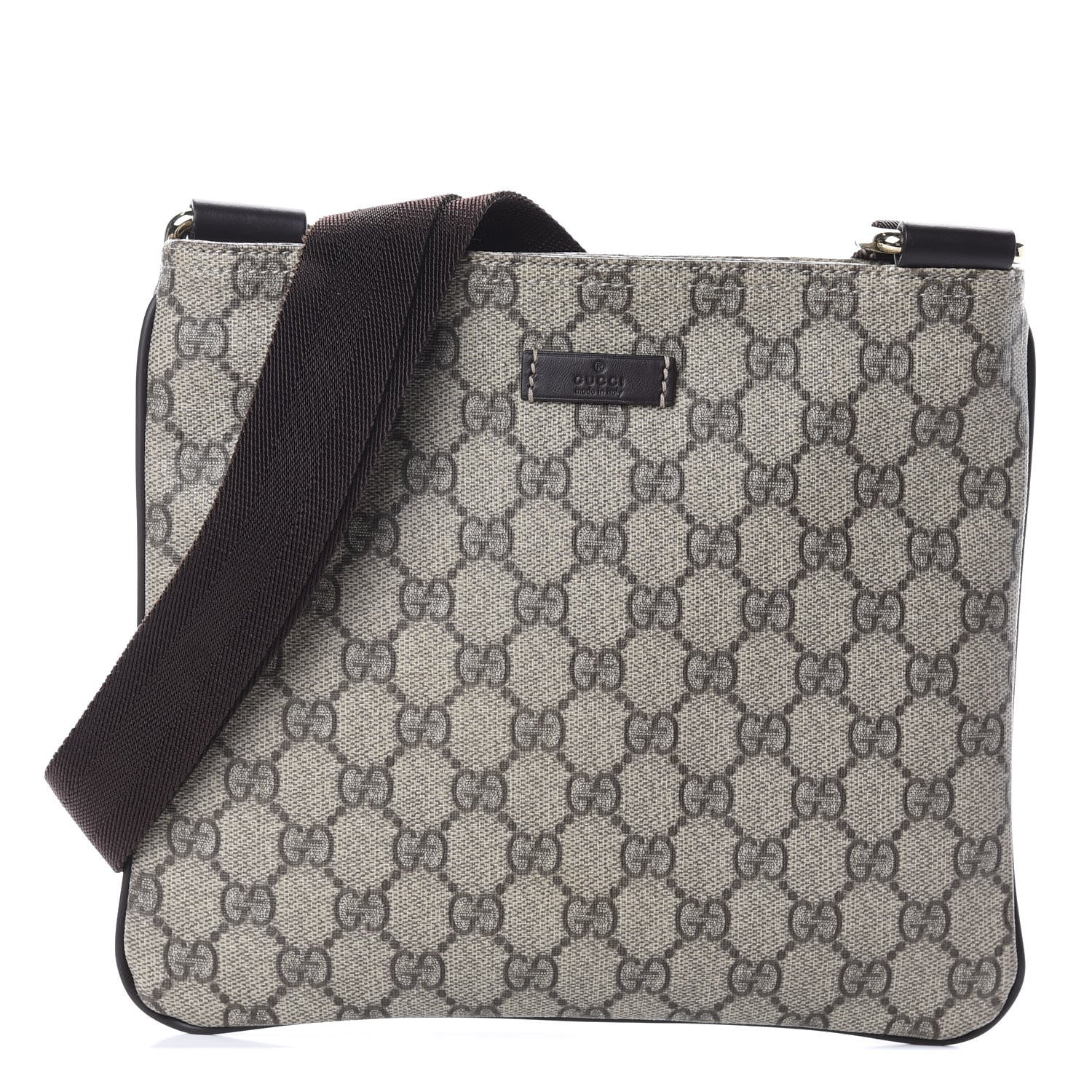 Gucci GG Supreme Monogram Small Flat Messenger Bag Dark Brown 1 of 9