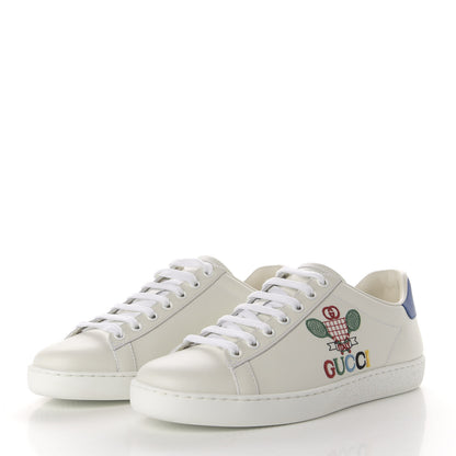 Gucci Calfskin Miro Soft Tennis Embroidered Womens Ace Sneakers 36.5 White Rio Blue 2 of 10