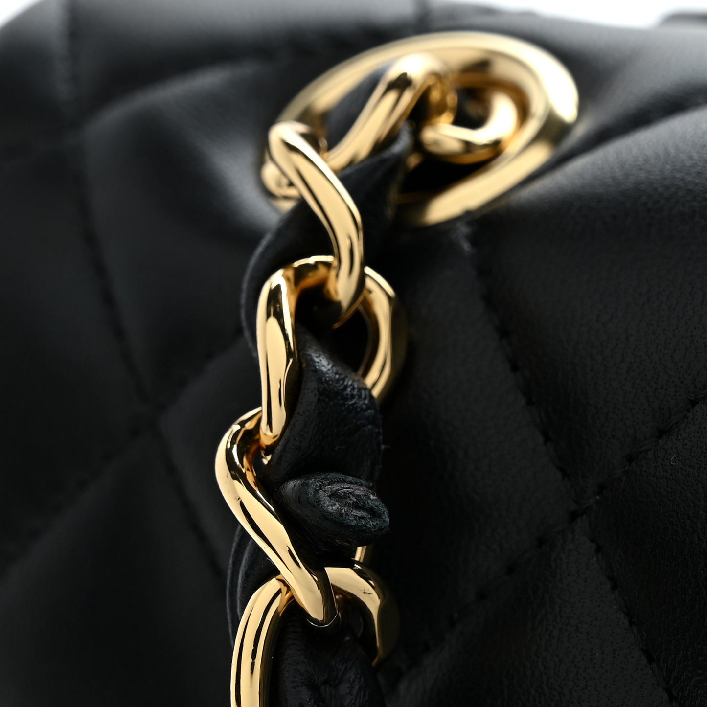 Lambskin Quilted Medium Double Flap Black
