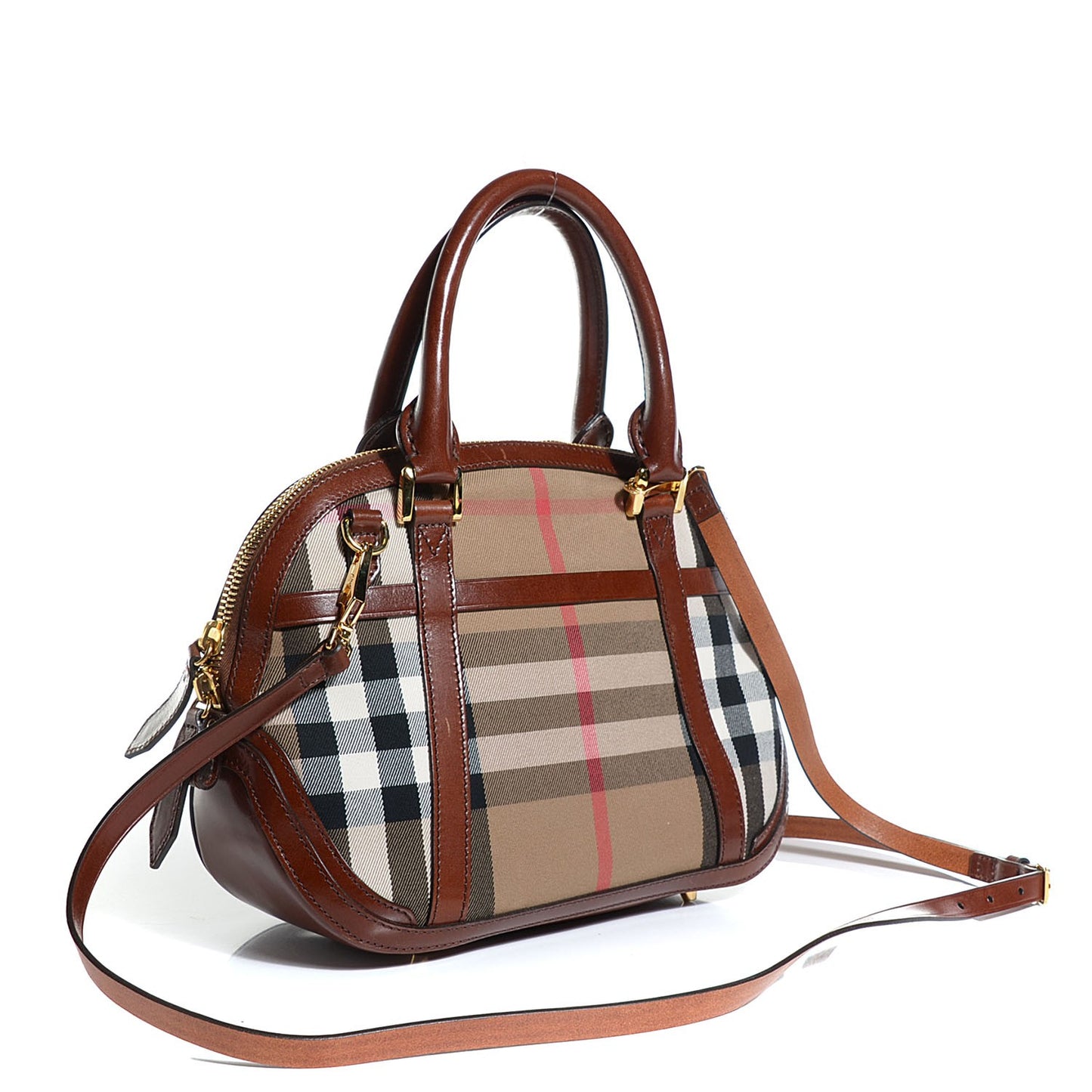 Bridle Calfskin House Check Small Orchard Bowling Bag Deep Claret