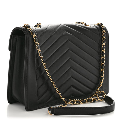 Chanel Lambskin Reversed Chevron Quilted Flap Black 4 of 15