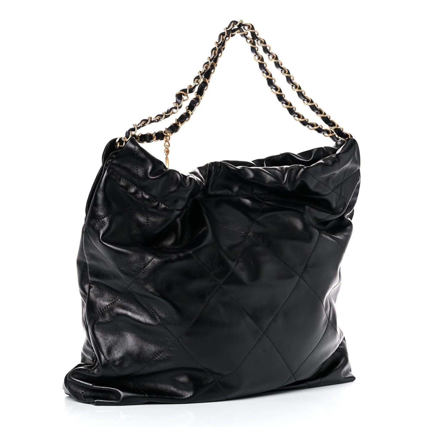 Shiny Calfskin Quilted Chanel 22 Black