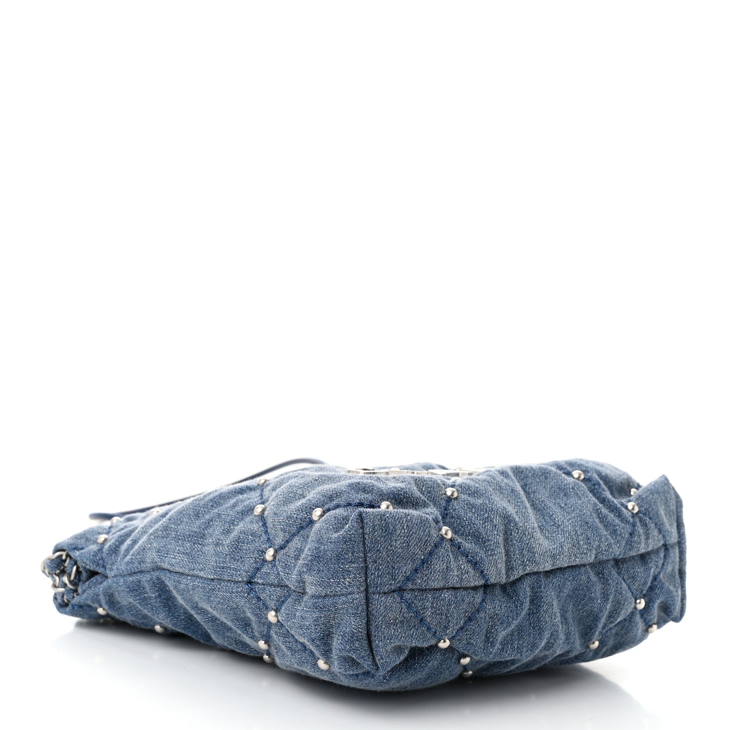 Chanel Washed Denim Quilted Studded Mini Chanel 22 Blue 4 of 11