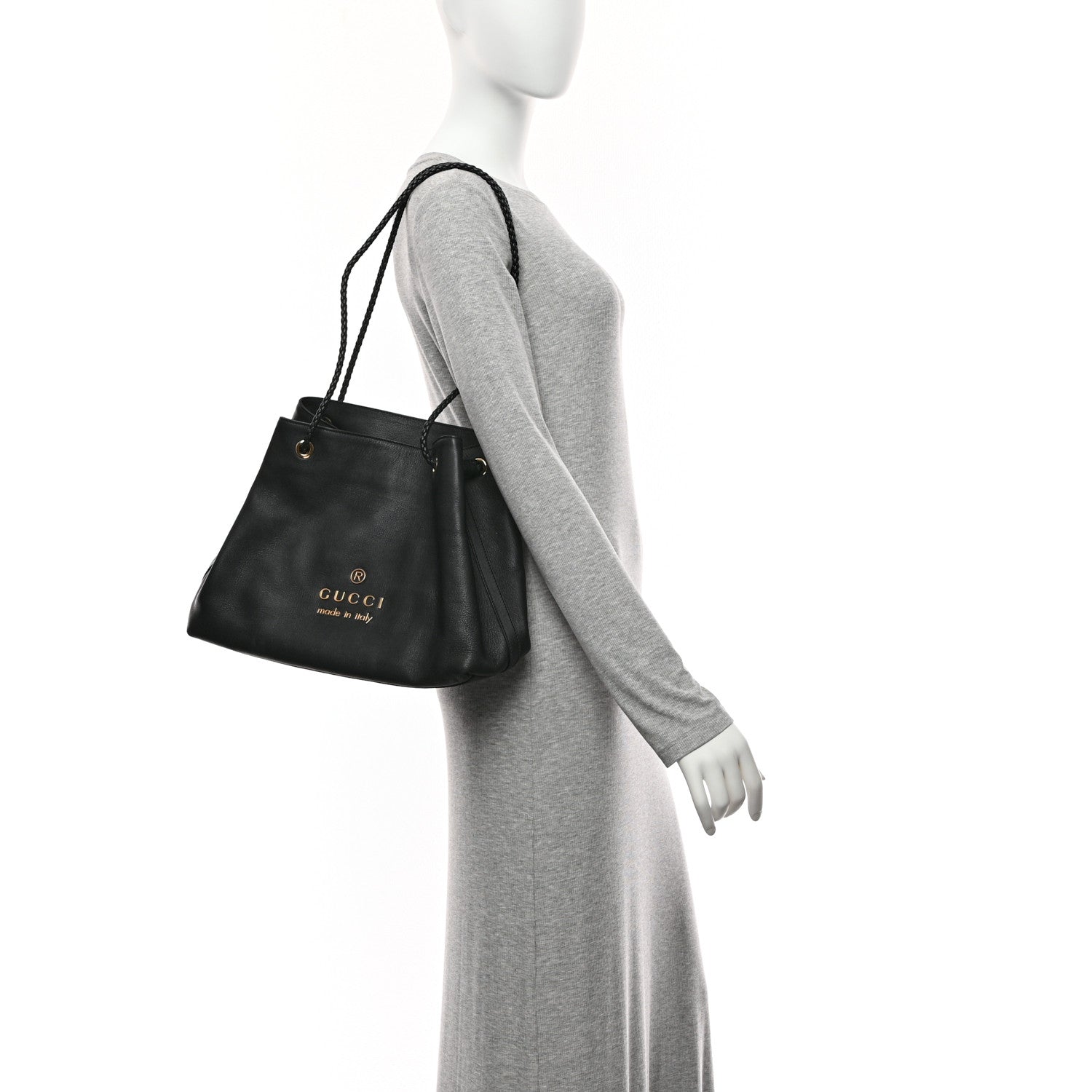 Gucci Calfskin Medium Braided Handle Gifford Tote Black 2 of 10