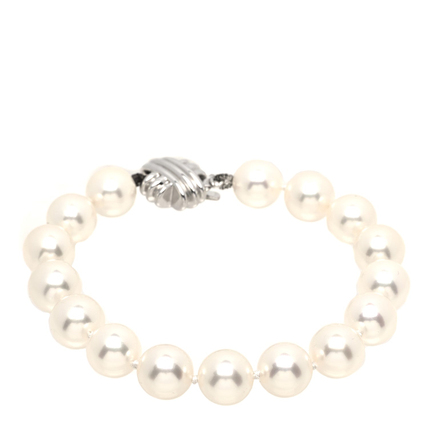 Tiffany 18K White Gold Pearl 9-9.5mm Signature Pearls Bracelet 1 of 6