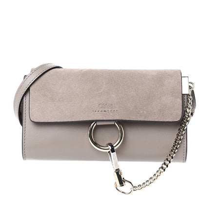Chloe Suede Calfskin Mini Faye Shoulder Bag Motty Grey 1 of 11