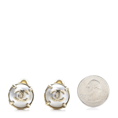 Chanel Pearl CC Large Clip On Earrings Light Gold 2 of 5