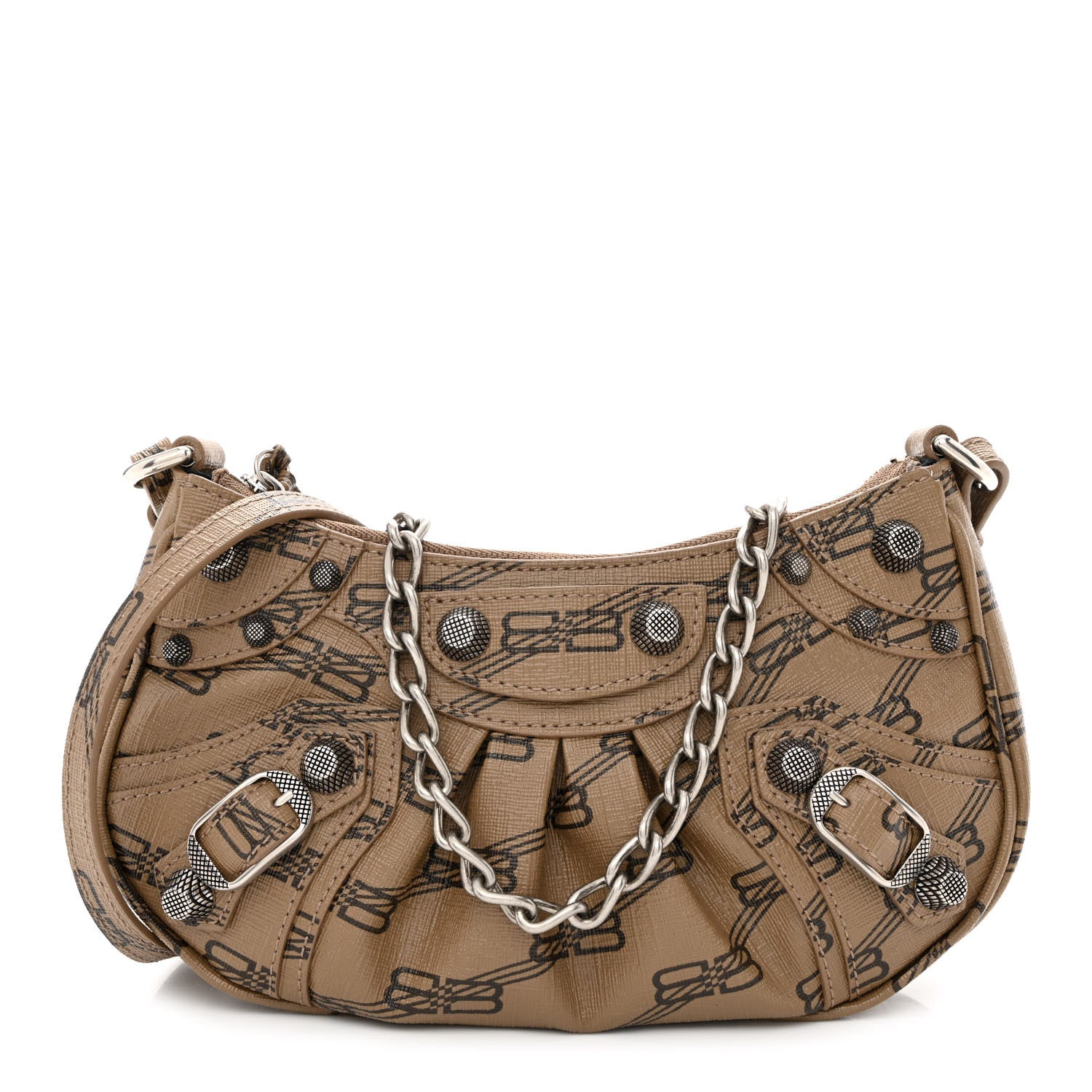 Balenciaga Coated Canvas BB Monogram Le Cagole Mini Purse With Chain Beige Brown 1 of 13