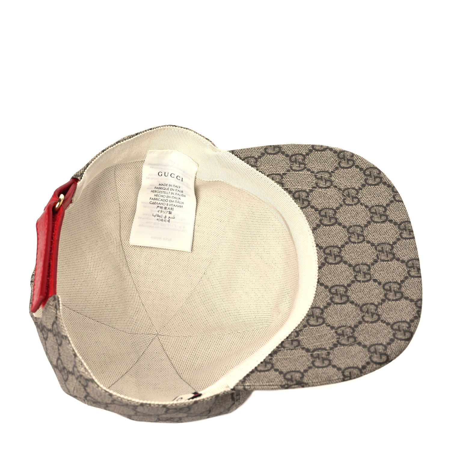 Gucci GG Supreme Monogram Apple Print Baseball Hat M Beige Red 6 of 8