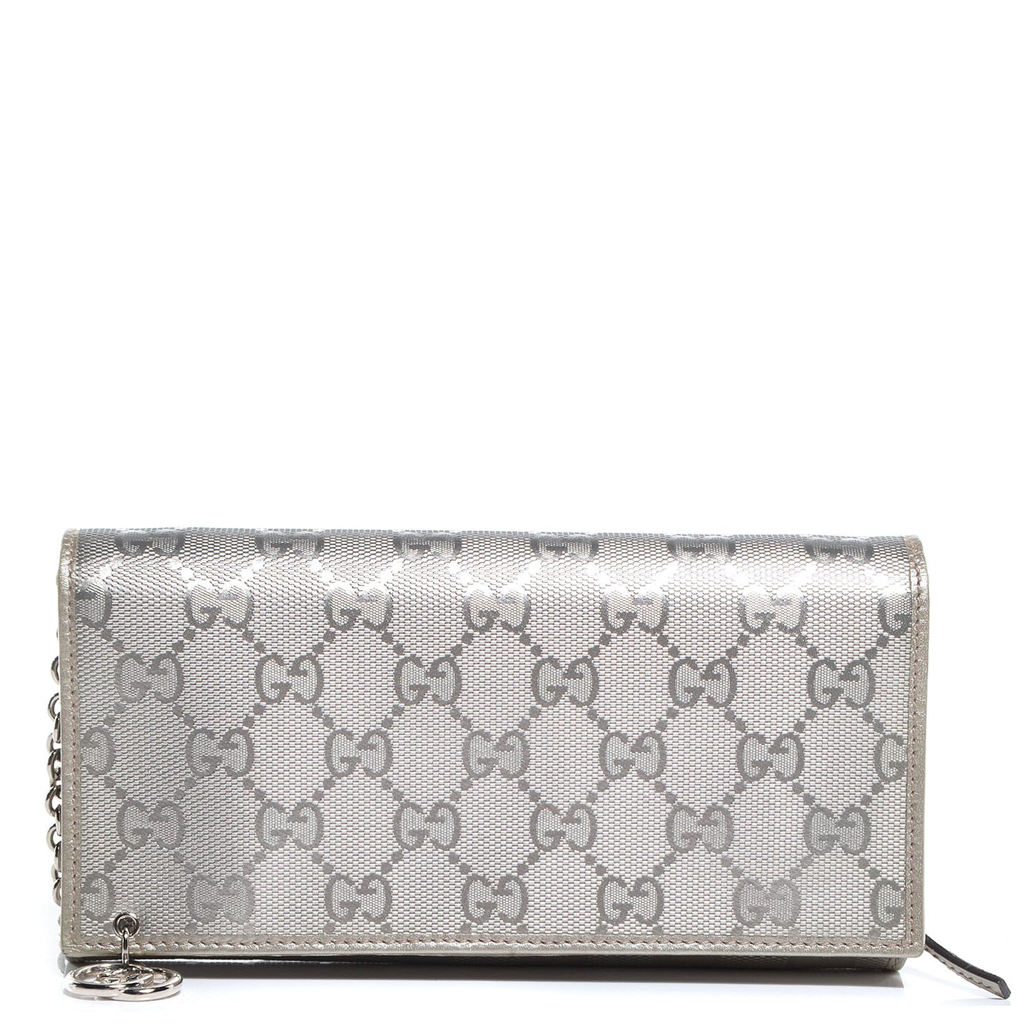 Imprime Monogram GG Pierce Chain Clutch Wallet Silver