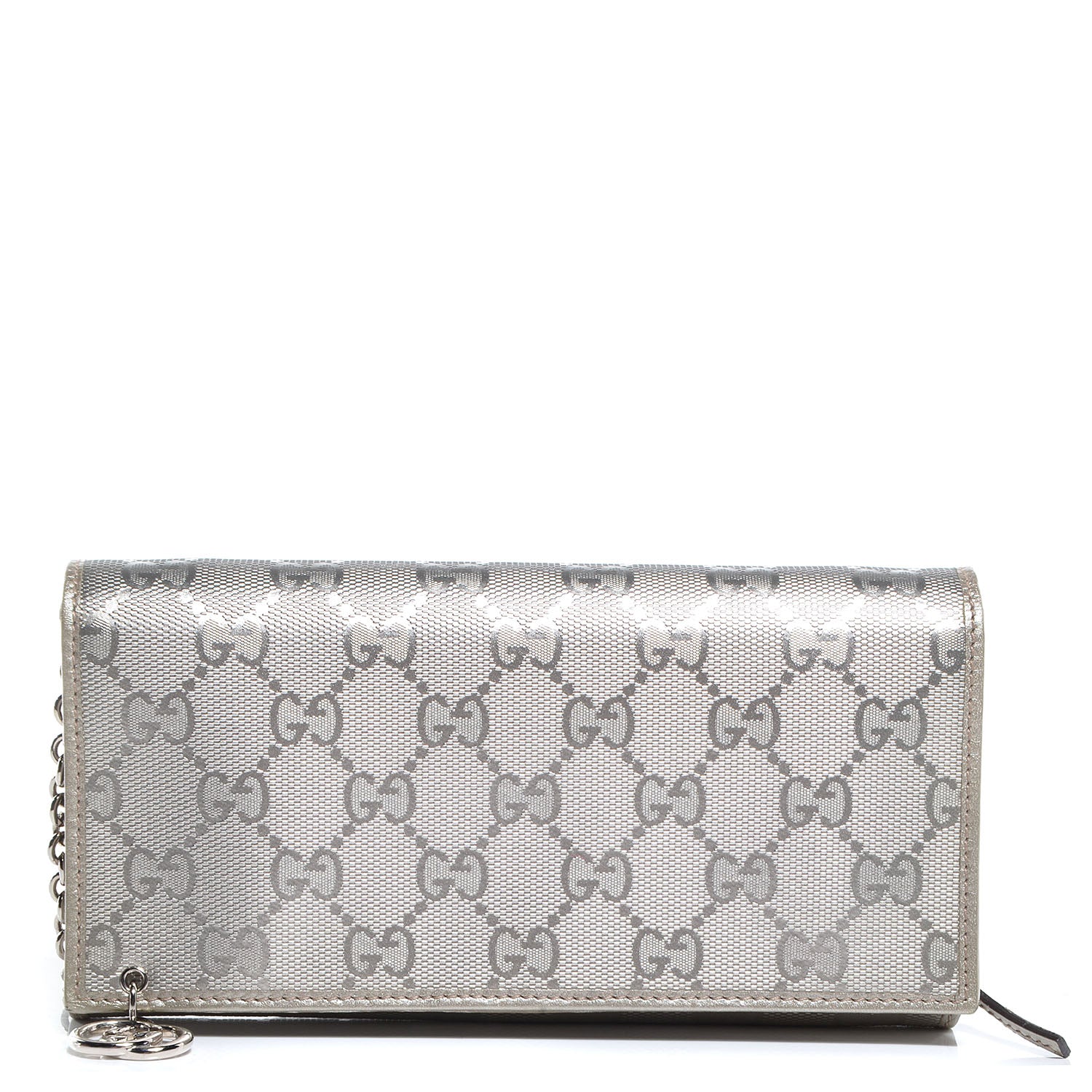 Gucci Imprime Monogram GG Pierce Chain Clutch Wallet Silver 1 of 9