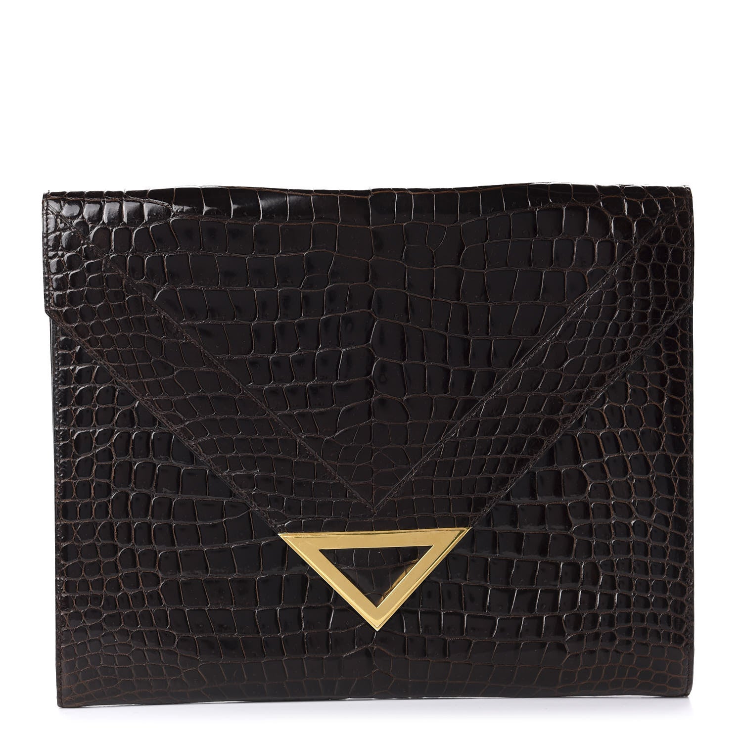 Delvaux Crocodile Envelope Clutch Brown 1 of 12