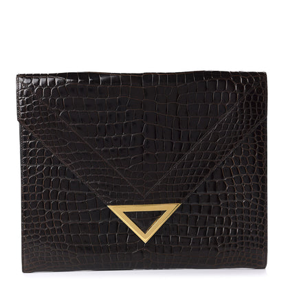 Delvaux Crocodile Envelope Clutch Brown 1 of 12