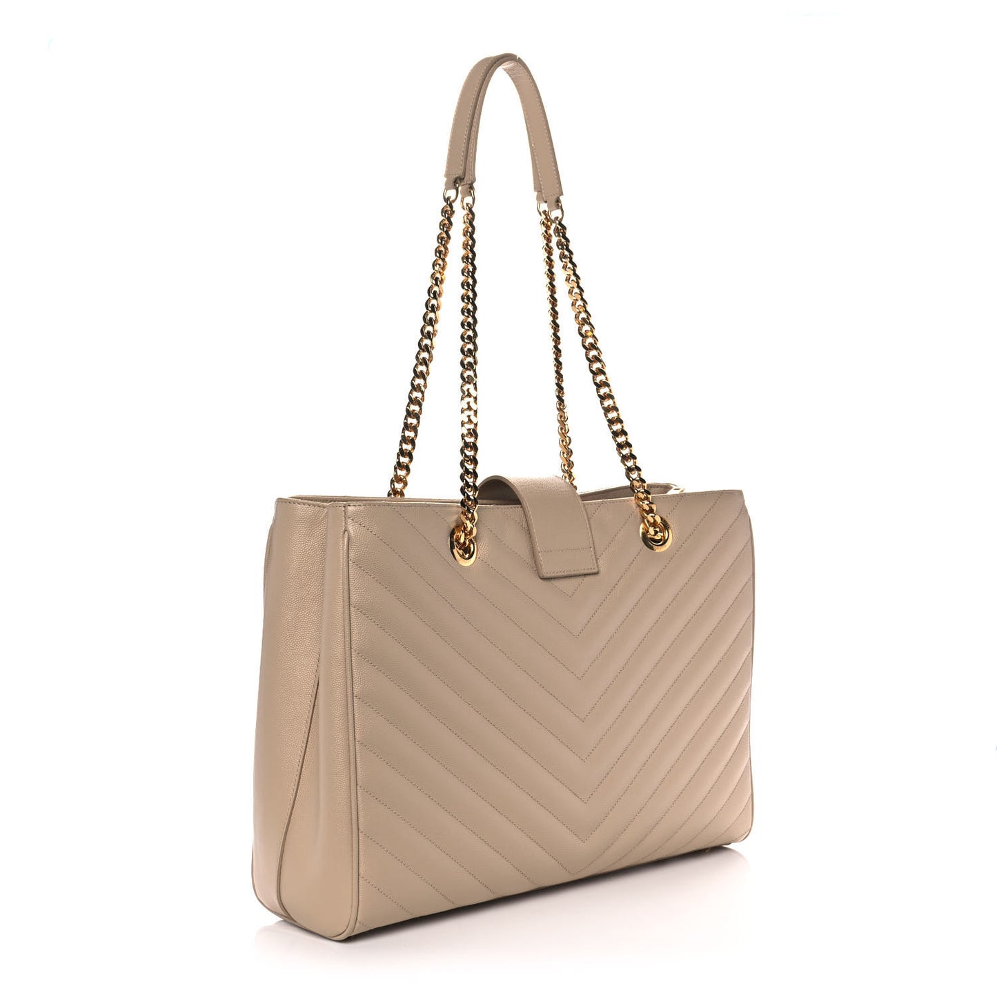 Grain De Poudre Matelasse Chevron Monogram Shopping Bag Nude Powder