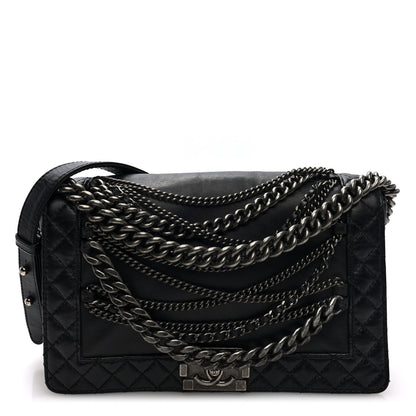 Chanel Calfskin Enchained New Medium Boy Flap Black 1 of 10