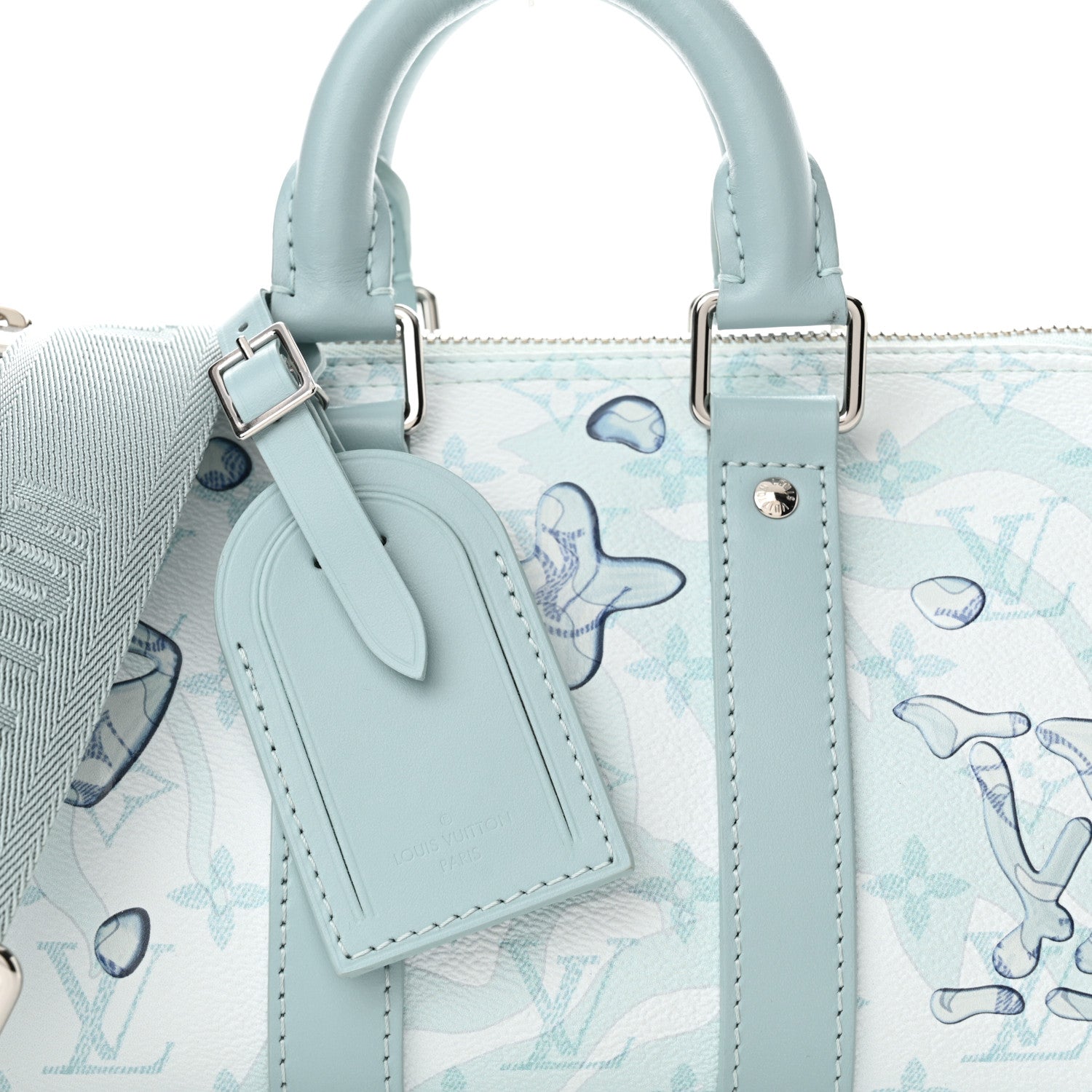 Louis Vuitton Monogram Aquagarden Keepall Bandouliere 25 Crystal Blue 7 of 11