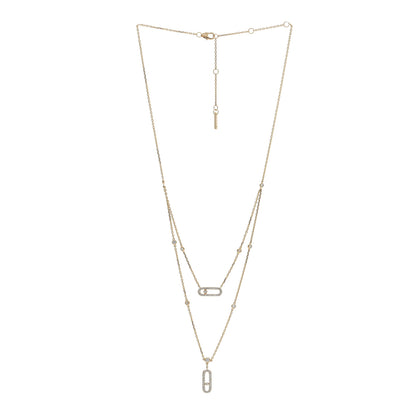 Messika 18K Yellow Gold Diamond Move Uno 2 Rows Pave Necklace 3 of 4
