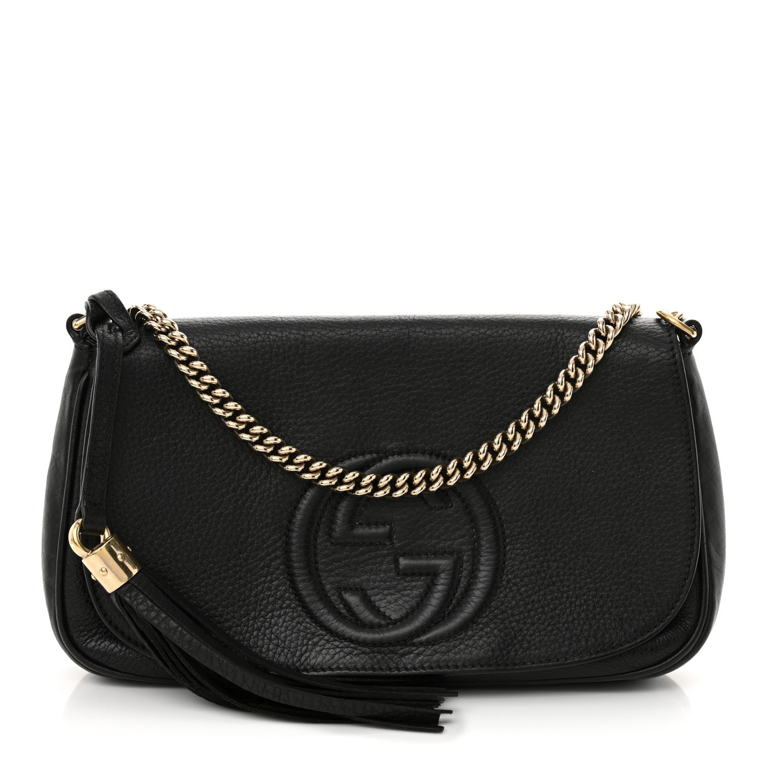 Gucci Pebbled Calfskin Medium Soho Flap Crossbody Black 1 of 12