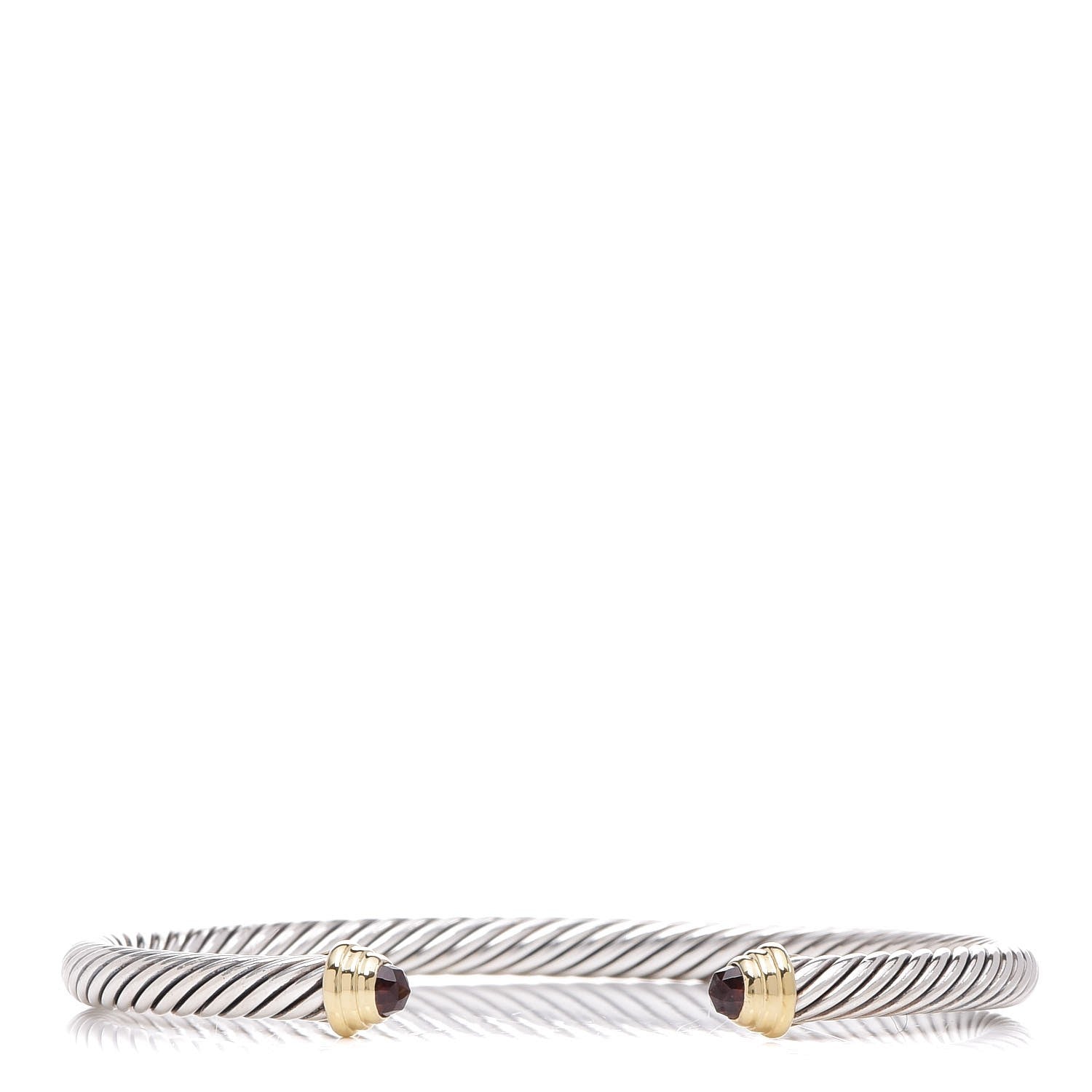 David Yurman Sterling Silver 14K Yellow Gold Garnet 4mm Kids Cable Bracelet 1 of 5
