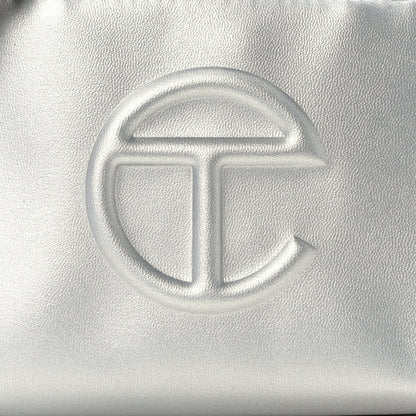 Telfar Metallic Vegan Leather Small Shopping Bag Silver 8 of 12