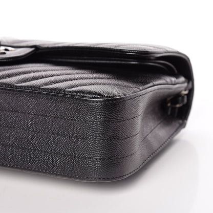 Chanel Iridescent Caviar Chevron Quilted Medium Double Flap Black 9 of 10