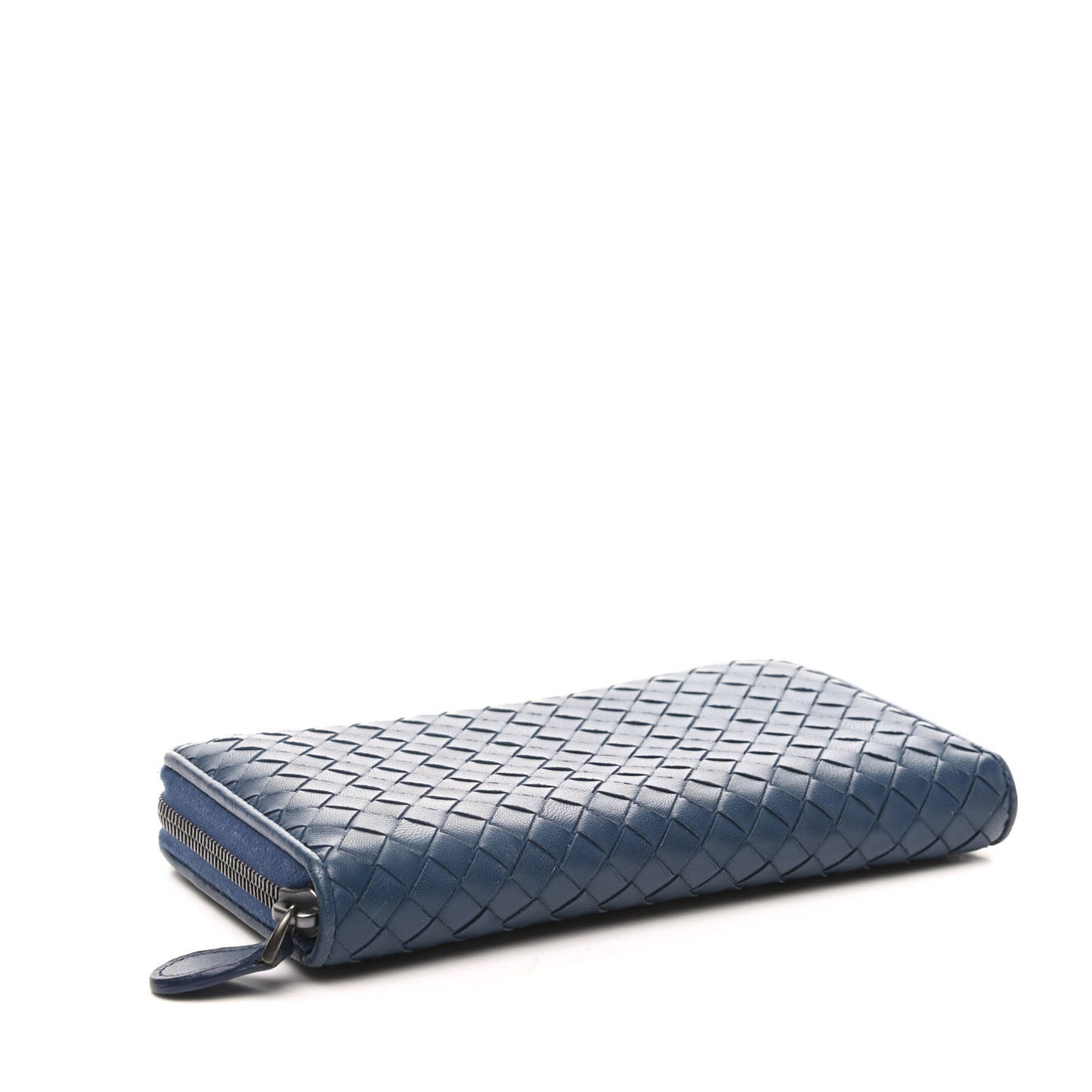 Nappa Intrecciato Zip Around Wallet Blue