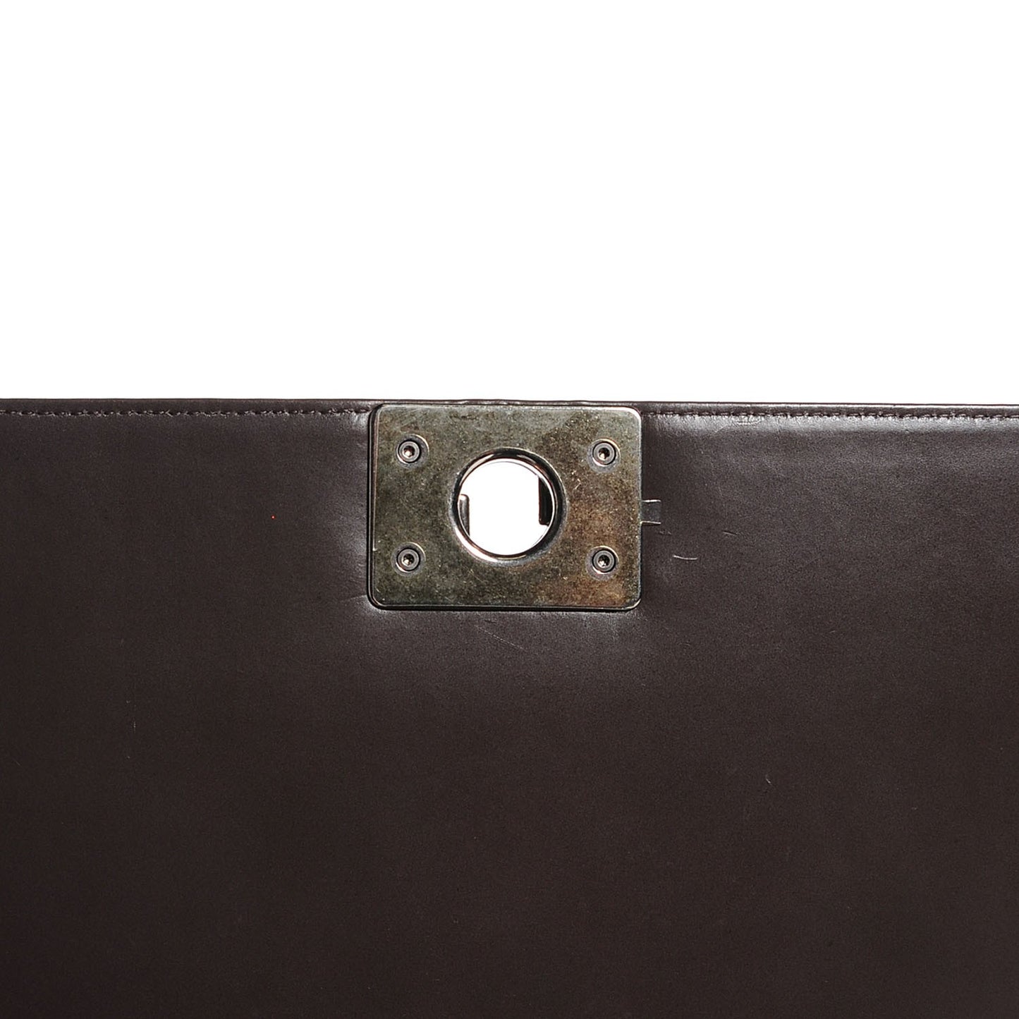 Glazed Calfskin Large Boy Flap Black Brown