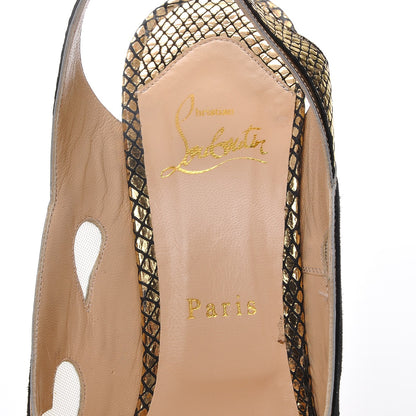 Christian Louboutin Suede Lame Miralep 140 Pumps 39.5 Black Gold 7 of 8