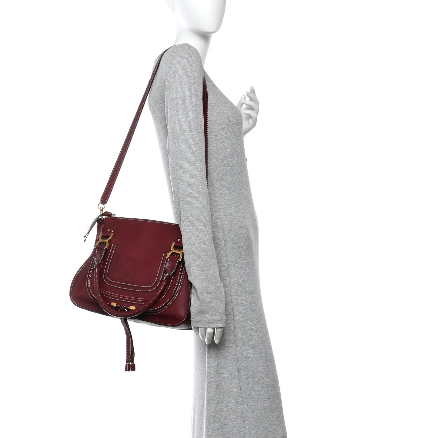 Calfskin Medium Marcie Satchel Stormy Red