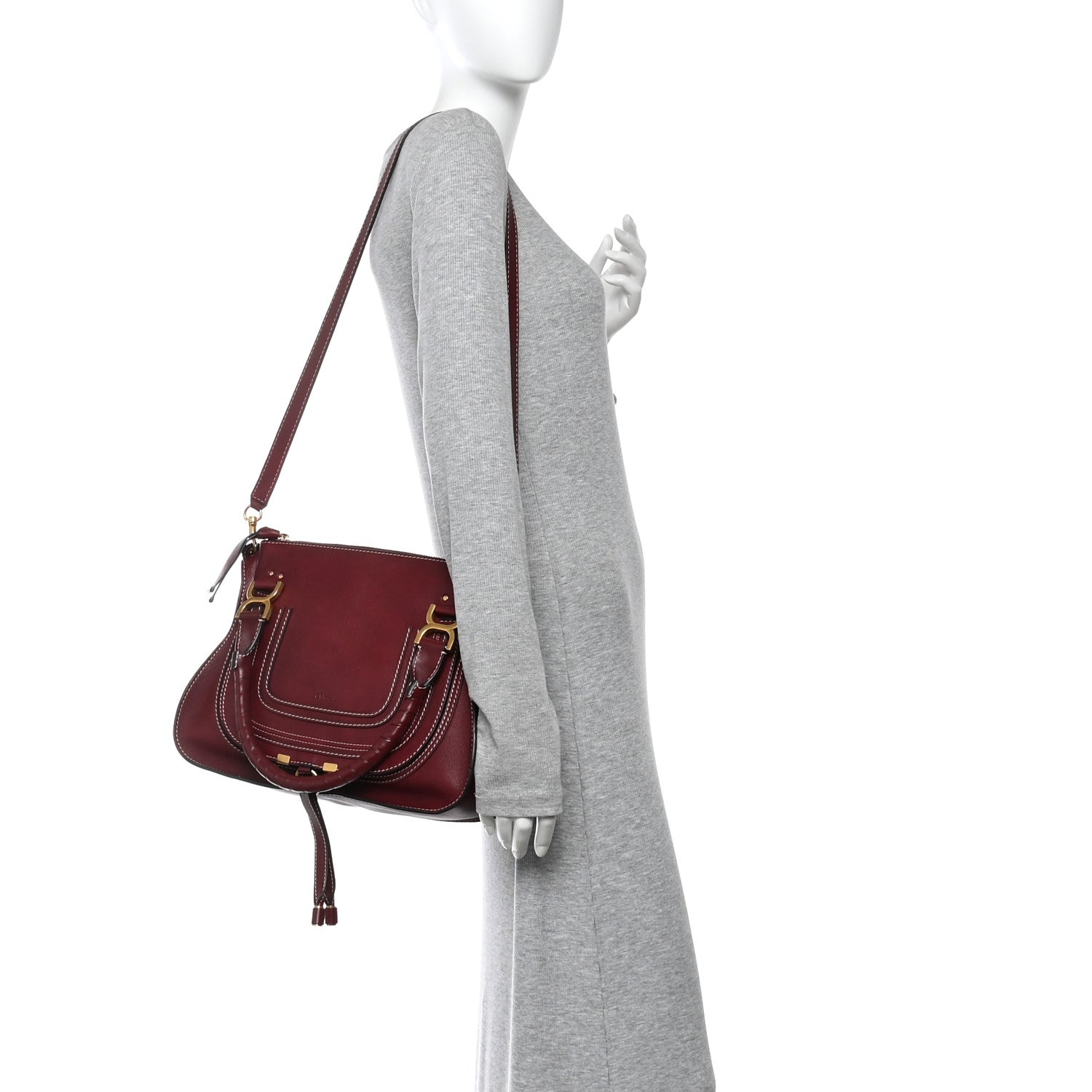 Chloe Calfskin Medium Marcie Satchel Stormy Red 2 of 15