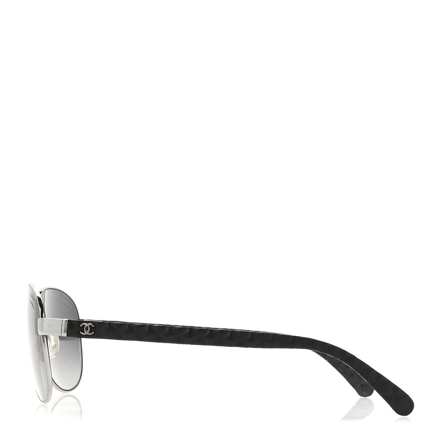 Metal Lambskin Quilted CC Pilot Summer Aviator Sunglasses 4204-Q Black Silver