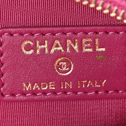 Chanel Shearling Sheepskin Chanel 19 Round Clutch With Chain Dark Pink 6 of 10