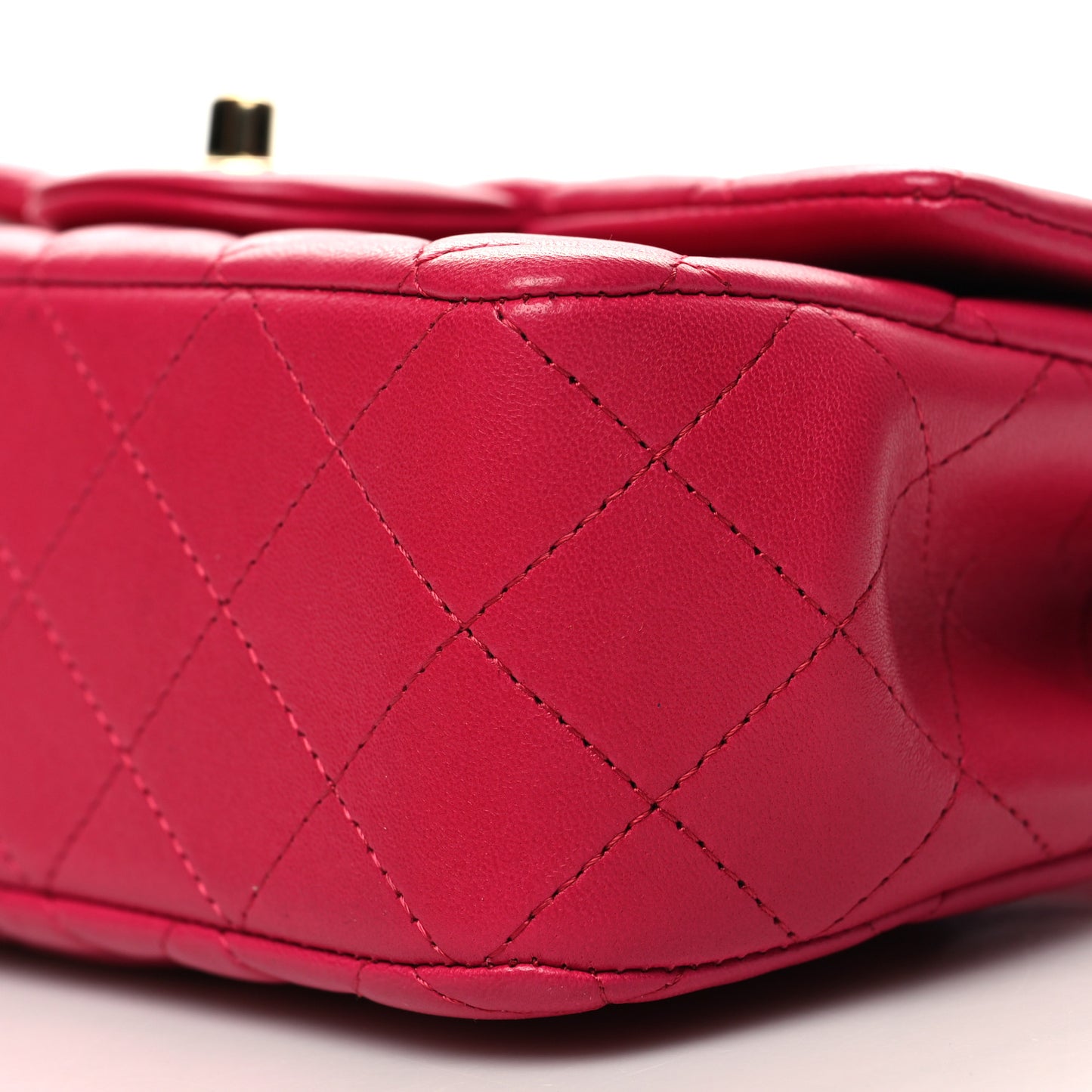 Lambskin Quilted Mini Top Handle Rectangular Flap Dark Pink