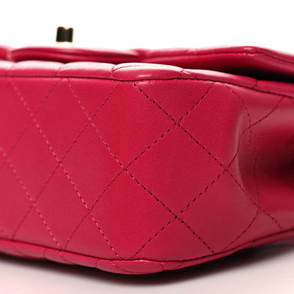 Chanel Lambskin Quilted Mini Top Handle Rectangular Flap Dark Pink 10 of 10