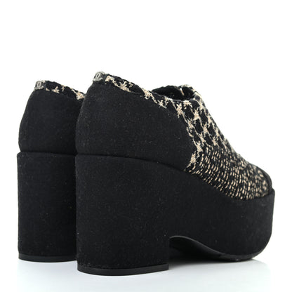 Chanel Tweed Lace Up Platform Oxfords 40 Black Multicolor 4 of 8