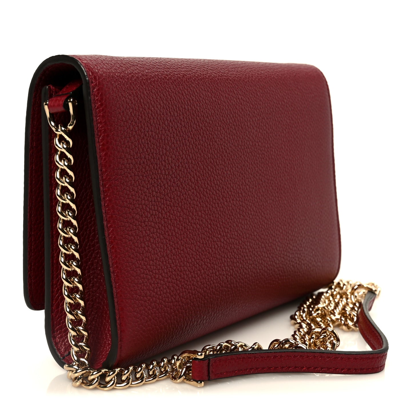 Pebbled Calfskin Gancini Chain Crossbody Red