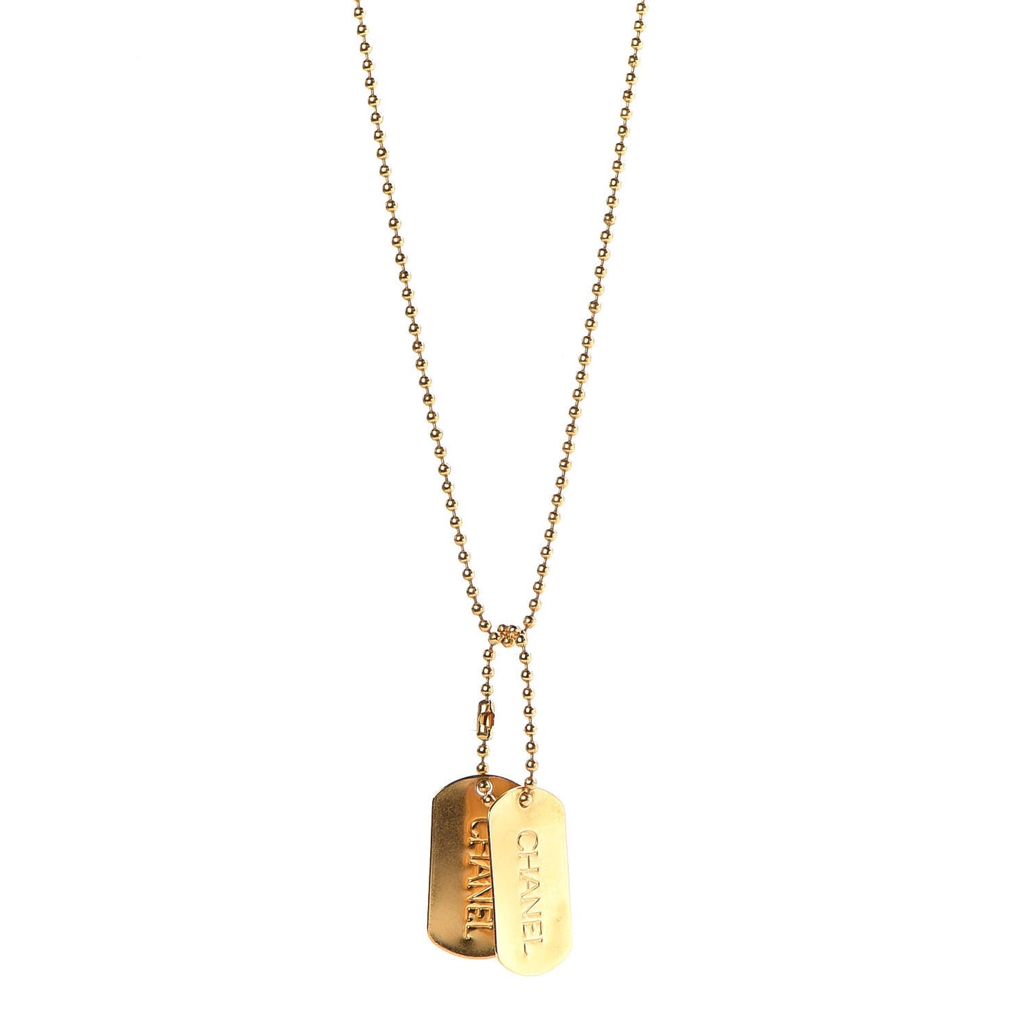 Dog Tag Charm Necklace Gold