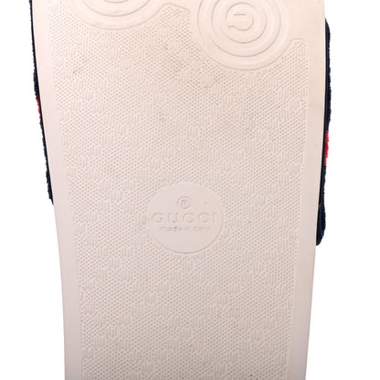 Gucci Velvet GG Monogram Slide Sandals 38 Blue Red 7 of 12