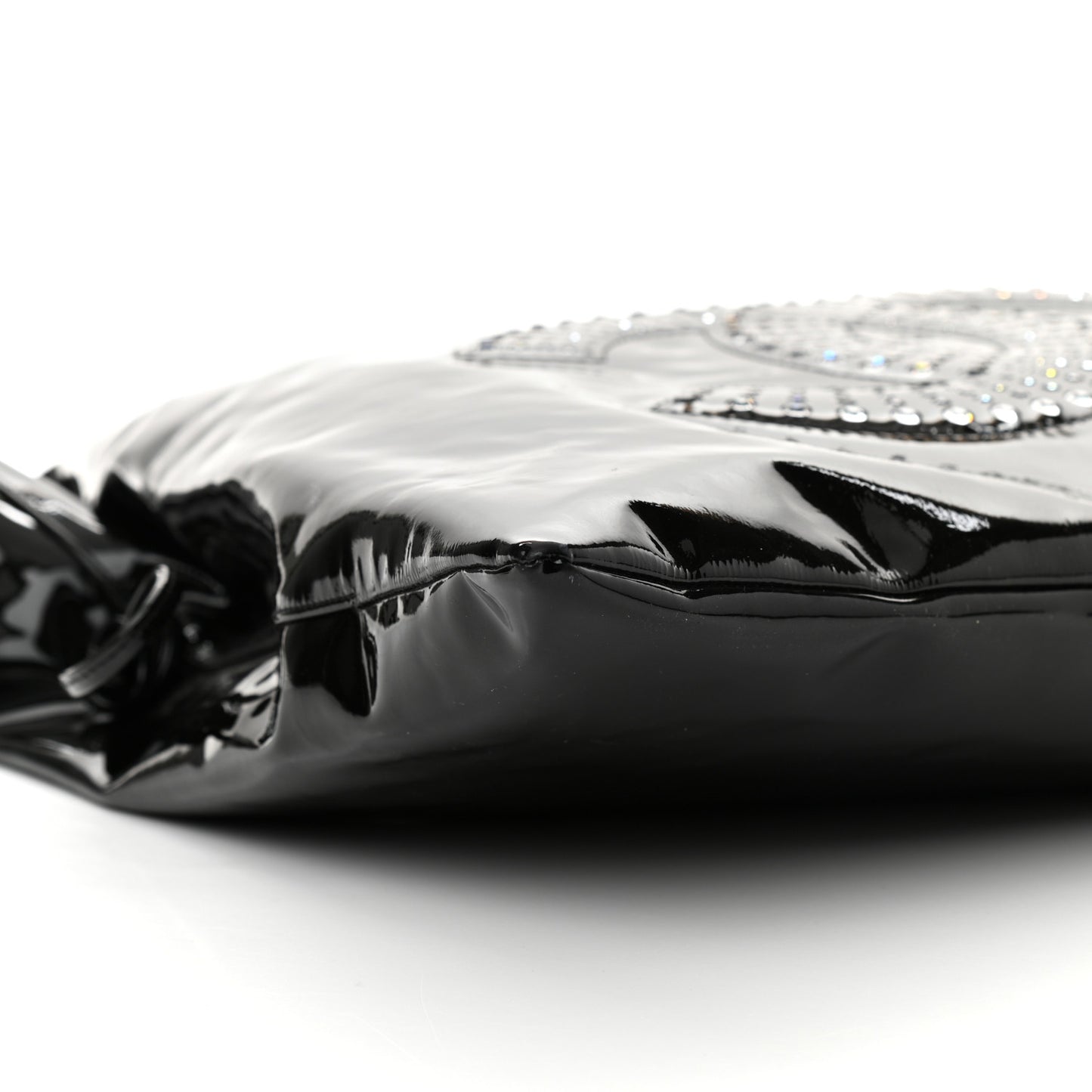 Patent Crystal Strass Bonbons Tote Black
