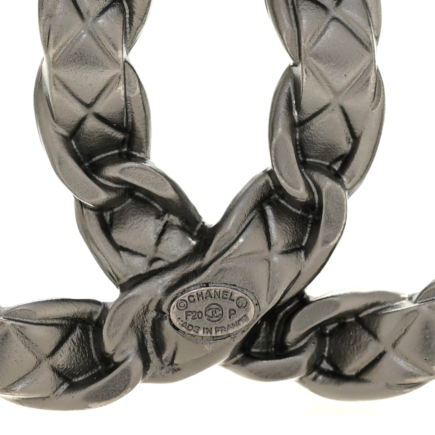 Quilted CC Brooch Ruthenium