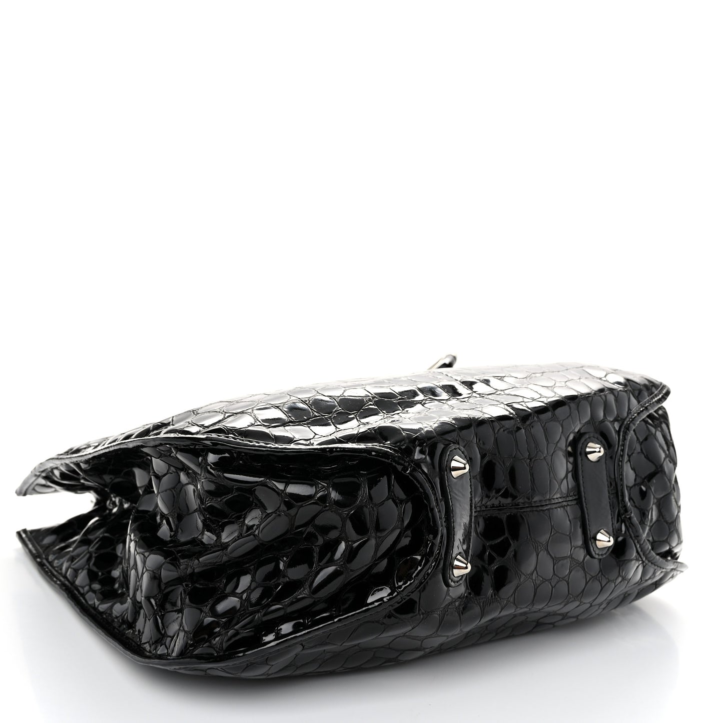 Patent Crocodile Embossed 61 Tote Black