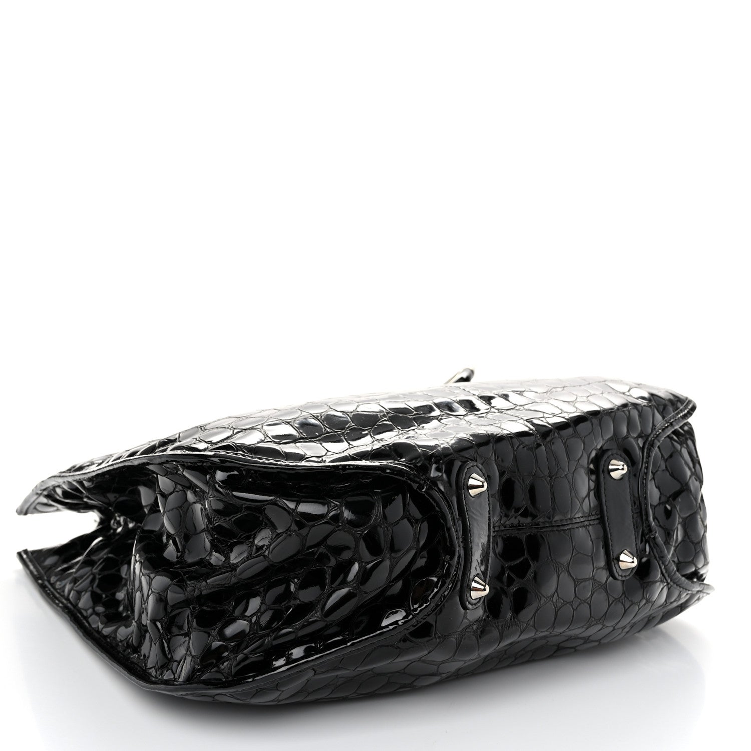 Christian Dior Patent Crocodile Embossed 61 Tote Black 4 of 10